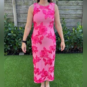 Formal Pink Dress with silk floral design